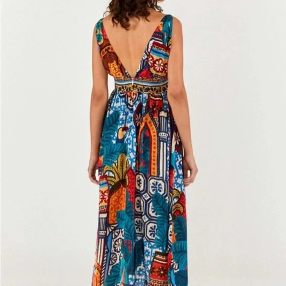 FARM Rio Forest Tiles MIDI Dress. NWT Size L - Picture 3 of 4